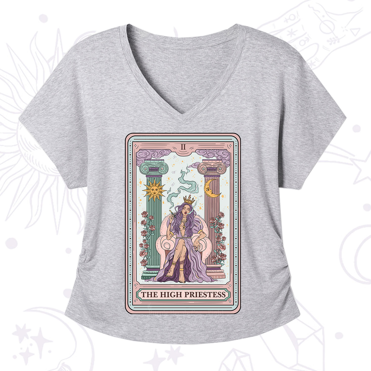 Purplehecate The High Priestess Tarot Card V-Neck T-Shirt