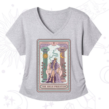 Purplehecate The High Priestess Tarot Card V-Neck T-Shirt