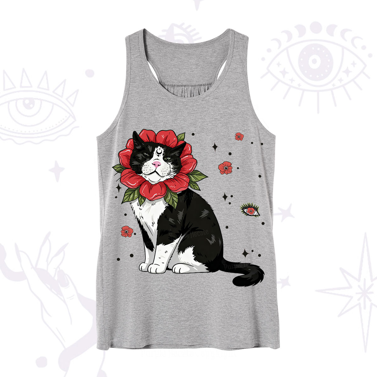 Purplehecate Cat in Flower Crown Tank