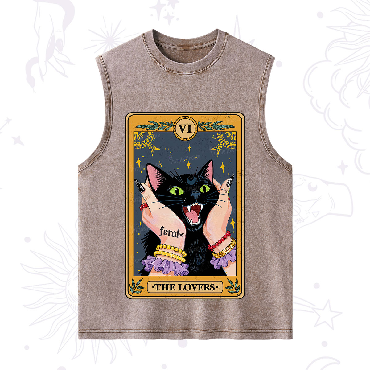 Purplehecate The Lovers Tarot Feral Cat Washed Tank