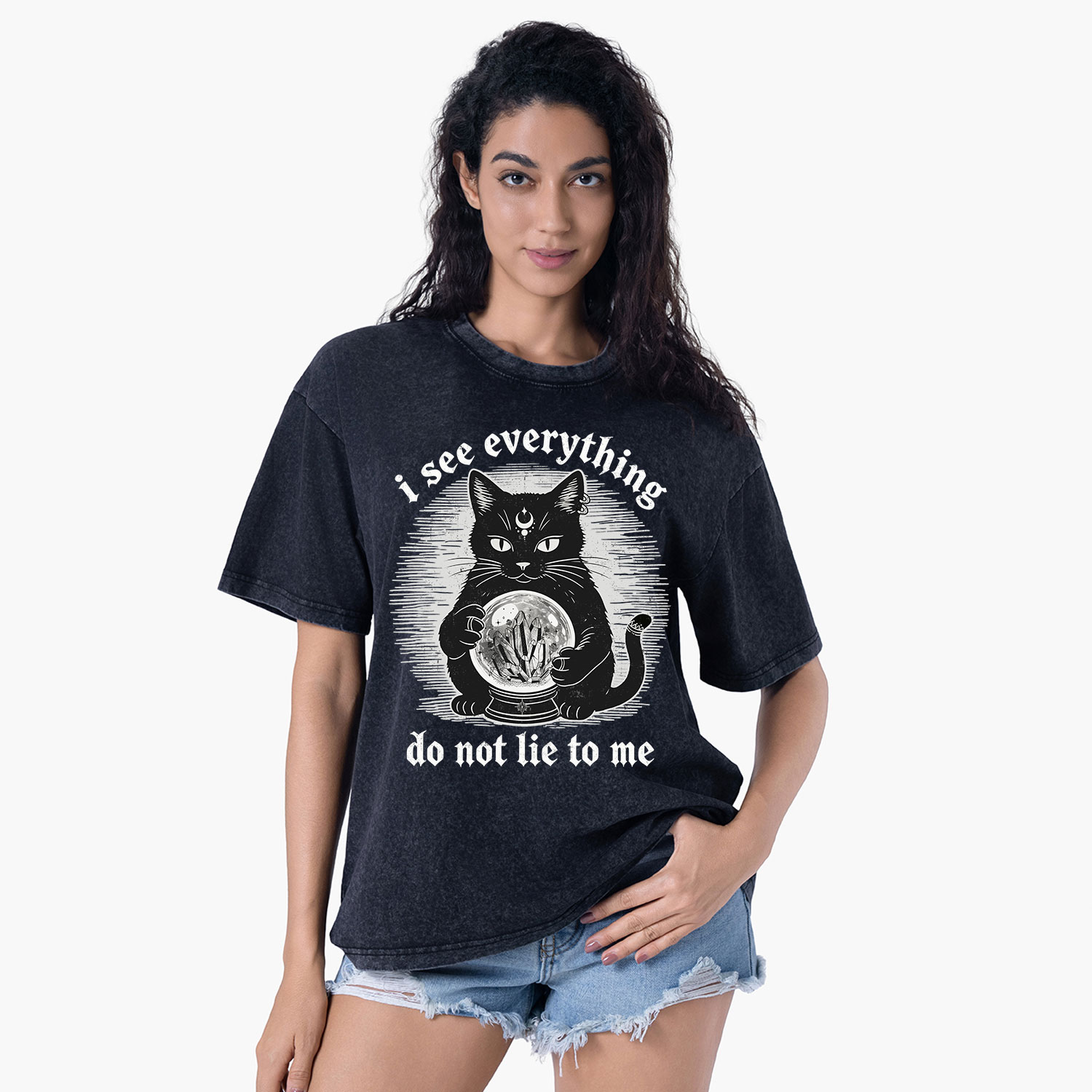 Purplehecate All Seeing Cat Washed T-Shirt