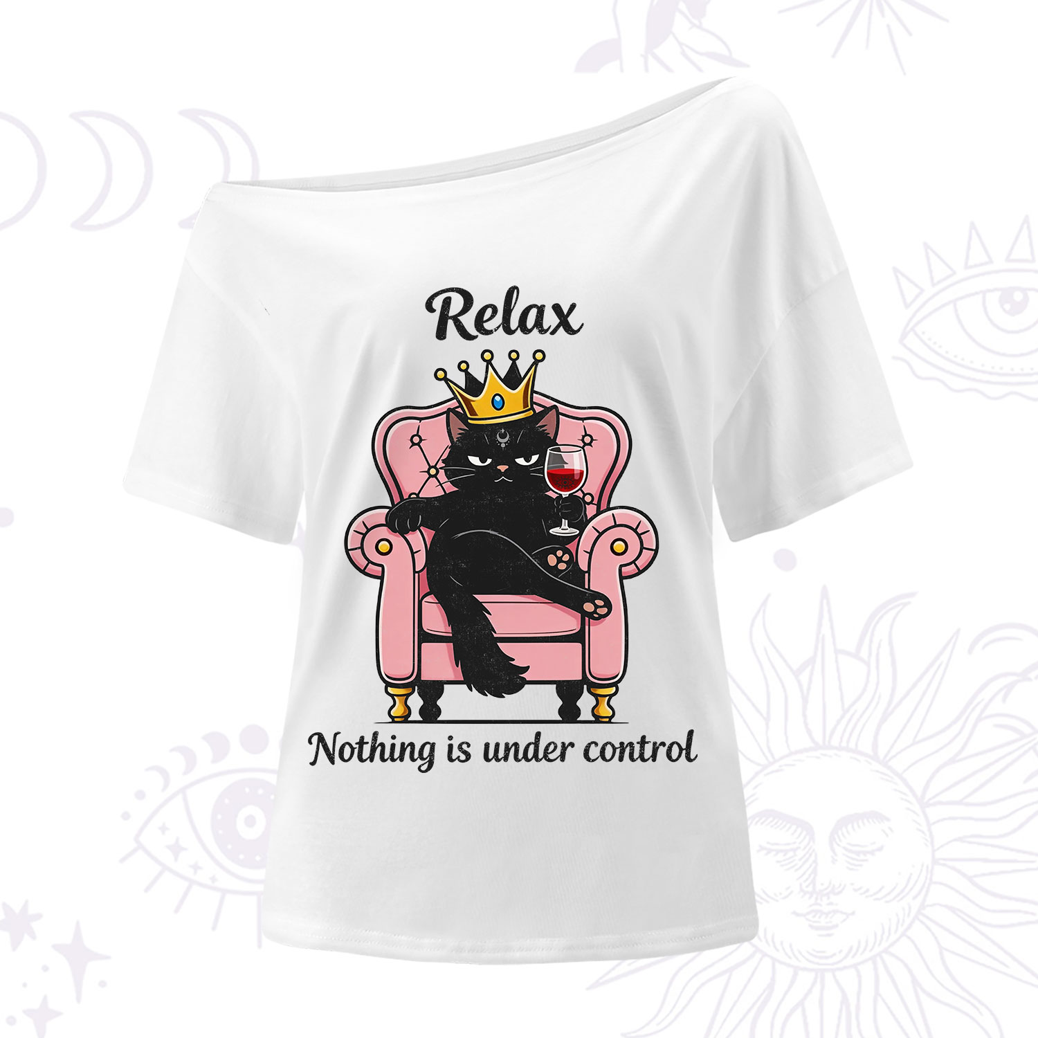 Purplehecate Relax Nothing Is Under Control One Shoulder T-Shirt