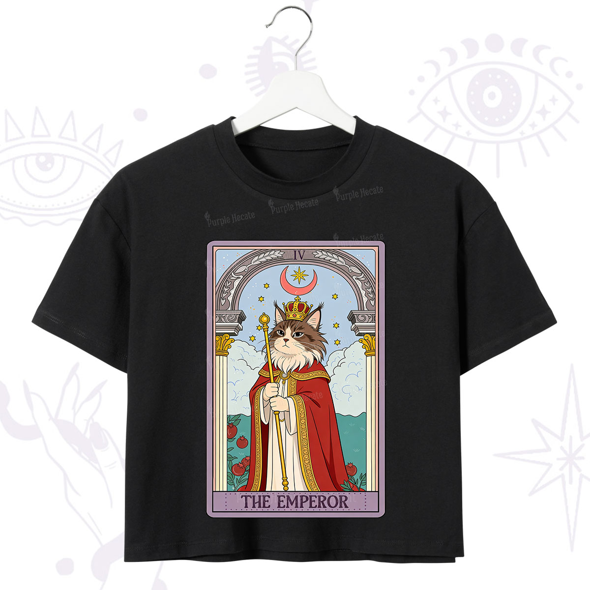 Purplehecate The Emperor Cat Tarot Crop T-Shirt