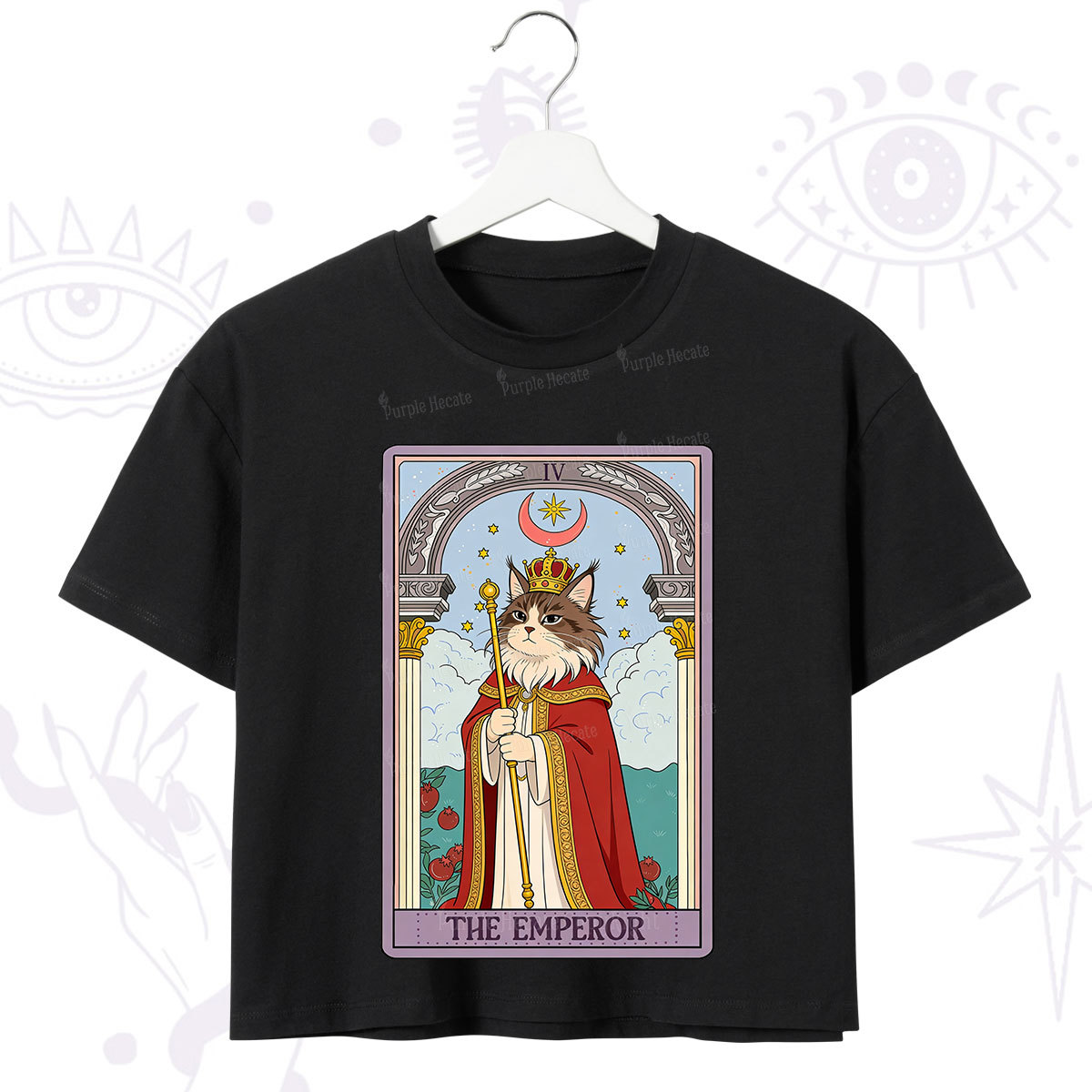 Purplehecate The Emperor Cat Tarot Crop T-Shirt