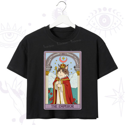 Purplehecate The Emperor Cat Tarot Crop T-Shirt