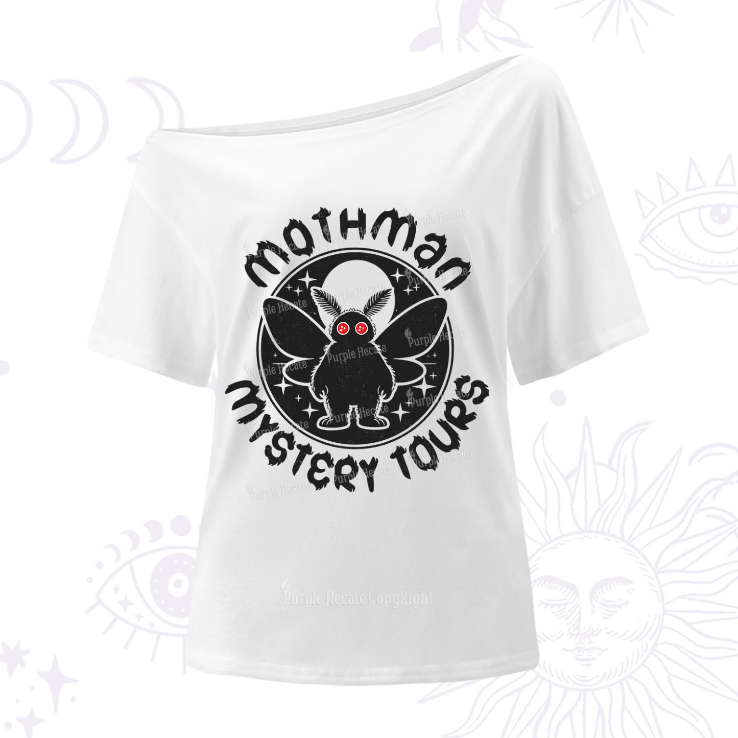 Purplehecate Mothman Mystery Tours One Shoulder T-Shirt