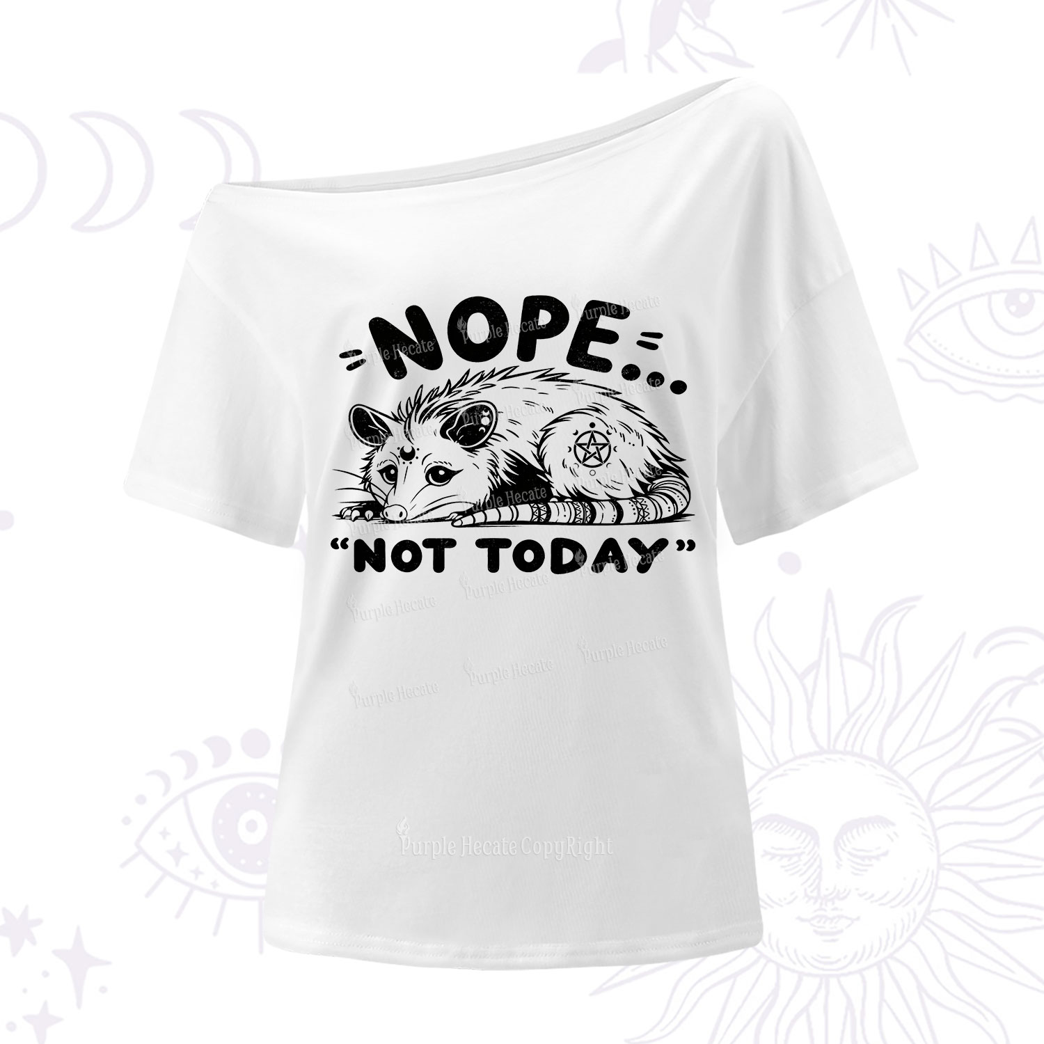 Purplehecate Not Today Possum One Shoulder T-Shirt