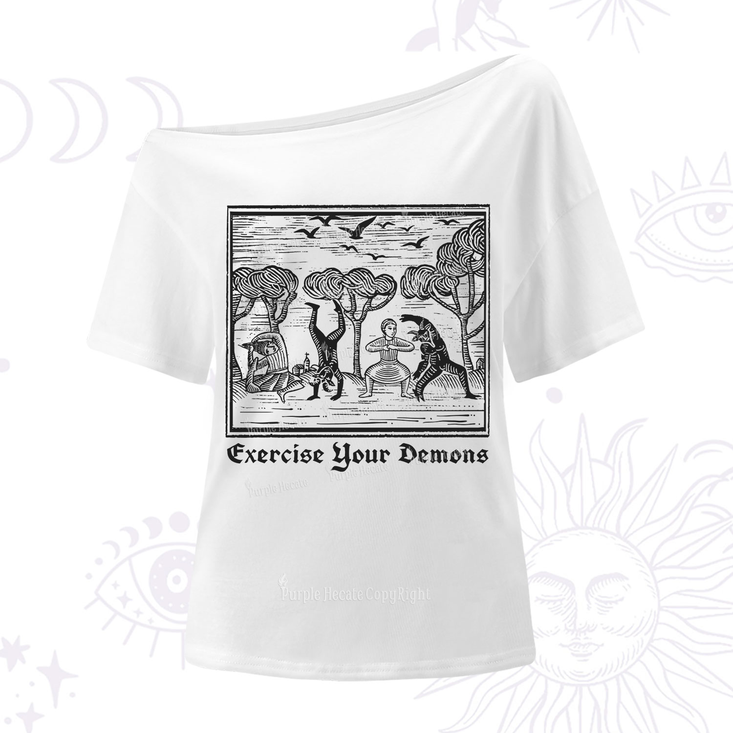 Purplehecate Exercise Your Demons One Shoulder T-Shirt