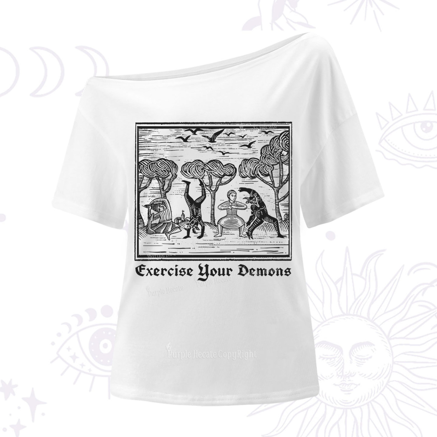 Purplehecate Exercise Your Demons One Shoulder T-Shirt