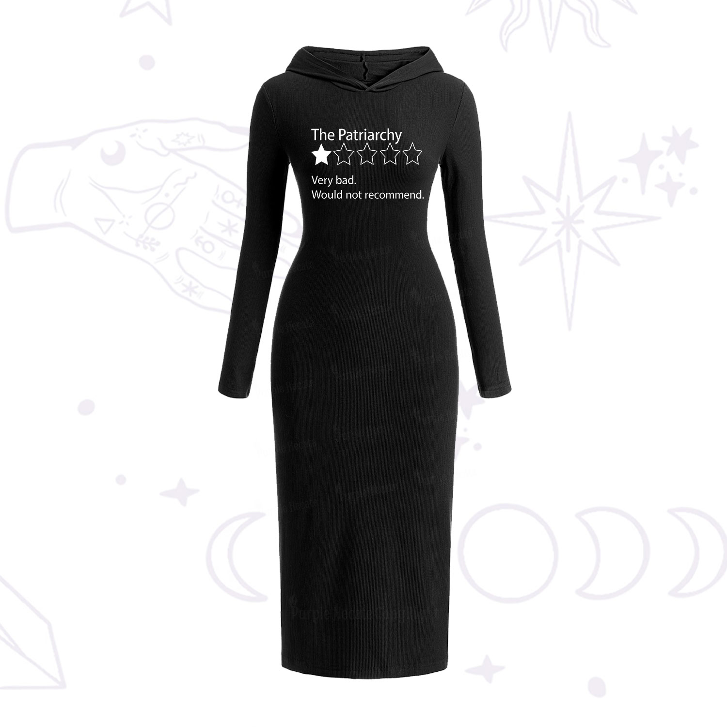 Purplehecate The Patriarchy Bad Review Hooded Knit Dress