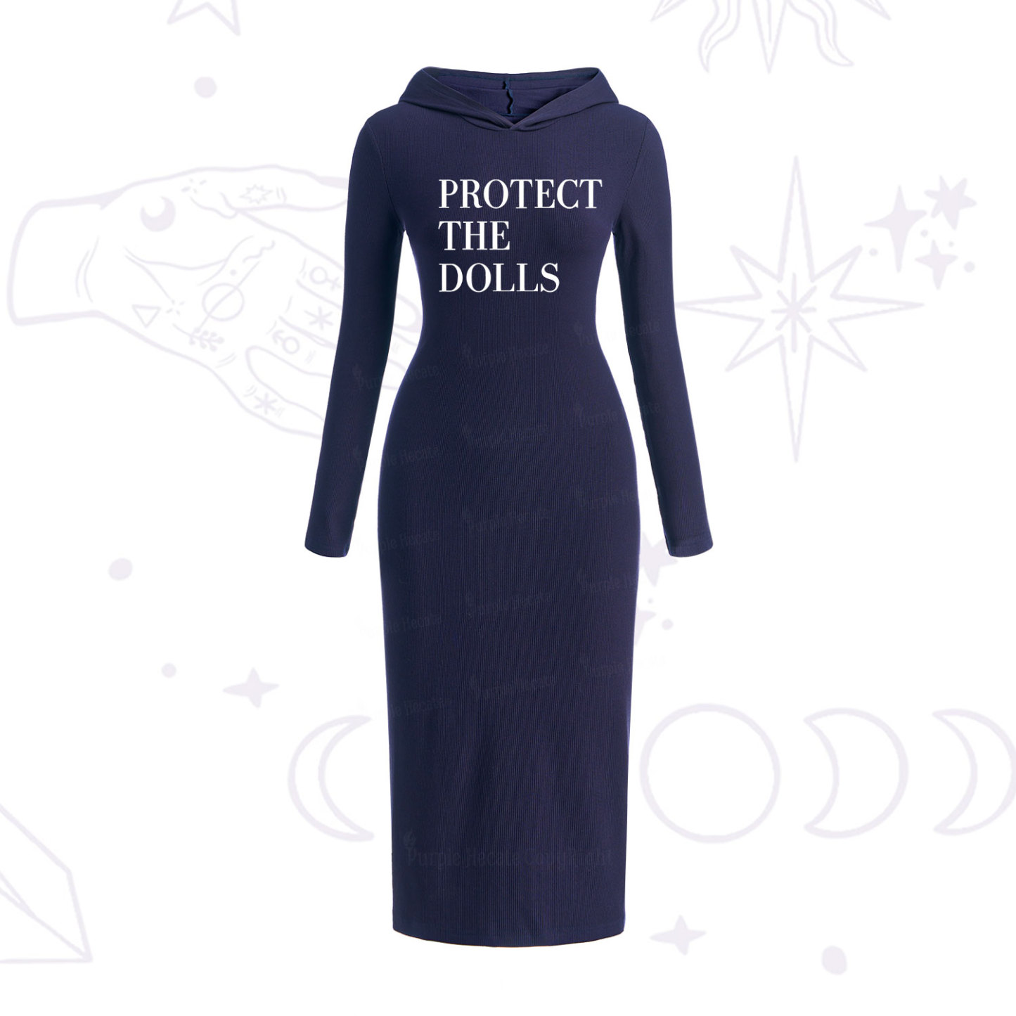 Purplehecate Protect The Dolls Hooded Knit Dress