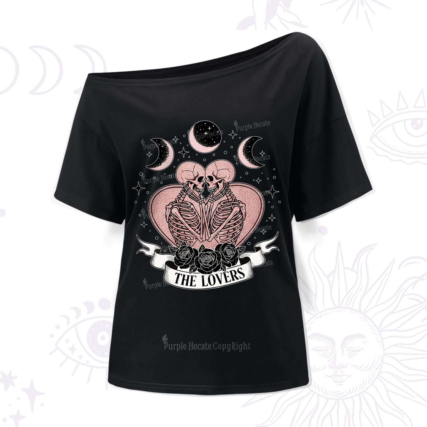 Purplehecate The Lovers of Skeletons One Shoulder T-Shirt