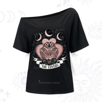 Purplehecate The Lovers of Skeletons One Shoulder T-Shirt