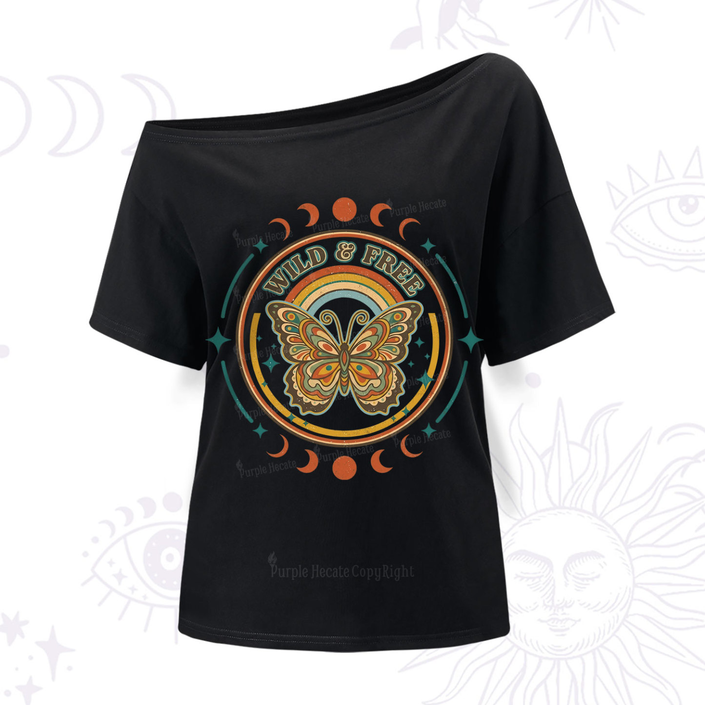 Purplehecate Wild?And?Free?Butterfly One Shoulder T-Shir