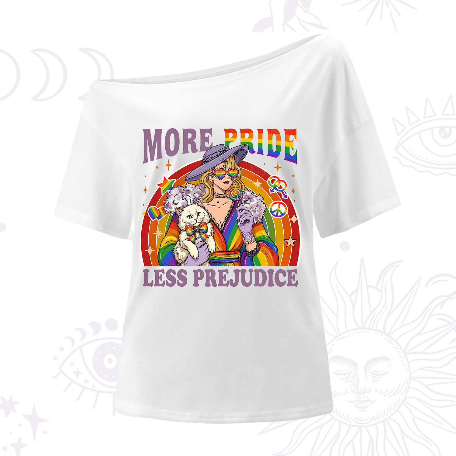 Purplehecate More Pride Less Prejudice Rainbow One Shoulder T-Shirt