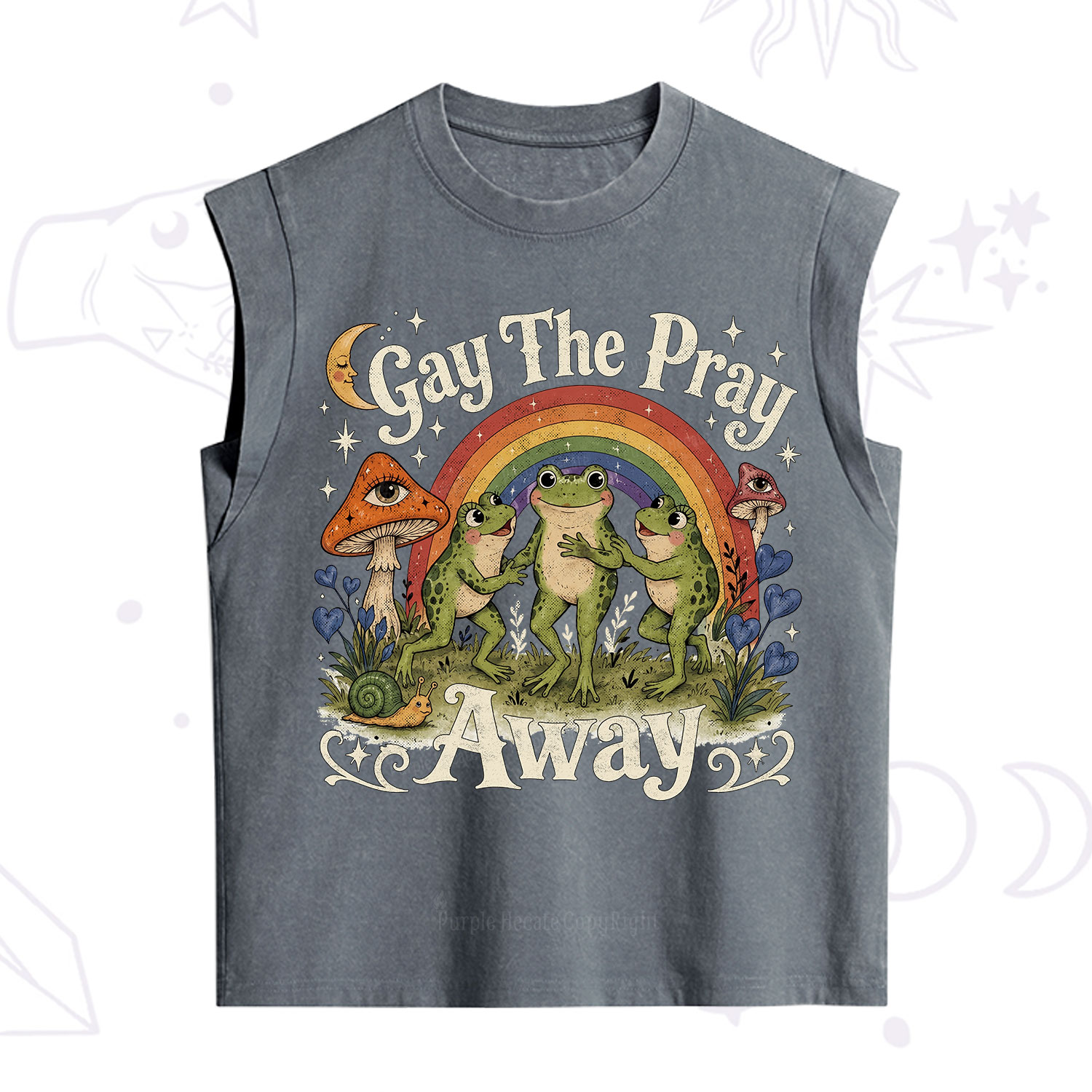Purplehecate Gay The Pray Away Frog Pride Vintage Washed Tank