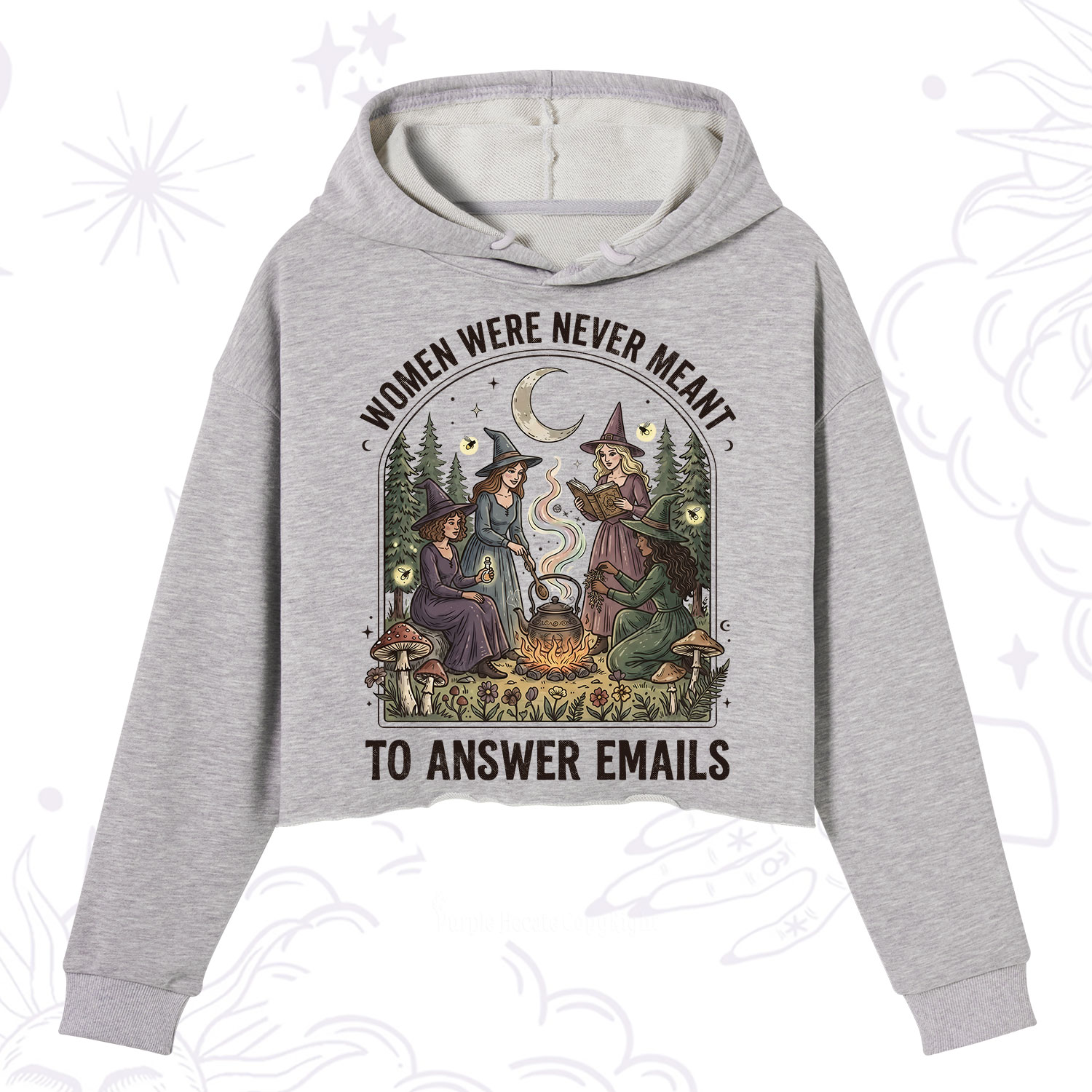 Purplehecate Women Were Never Meant to Answer Emails Witch Crop Hoodie