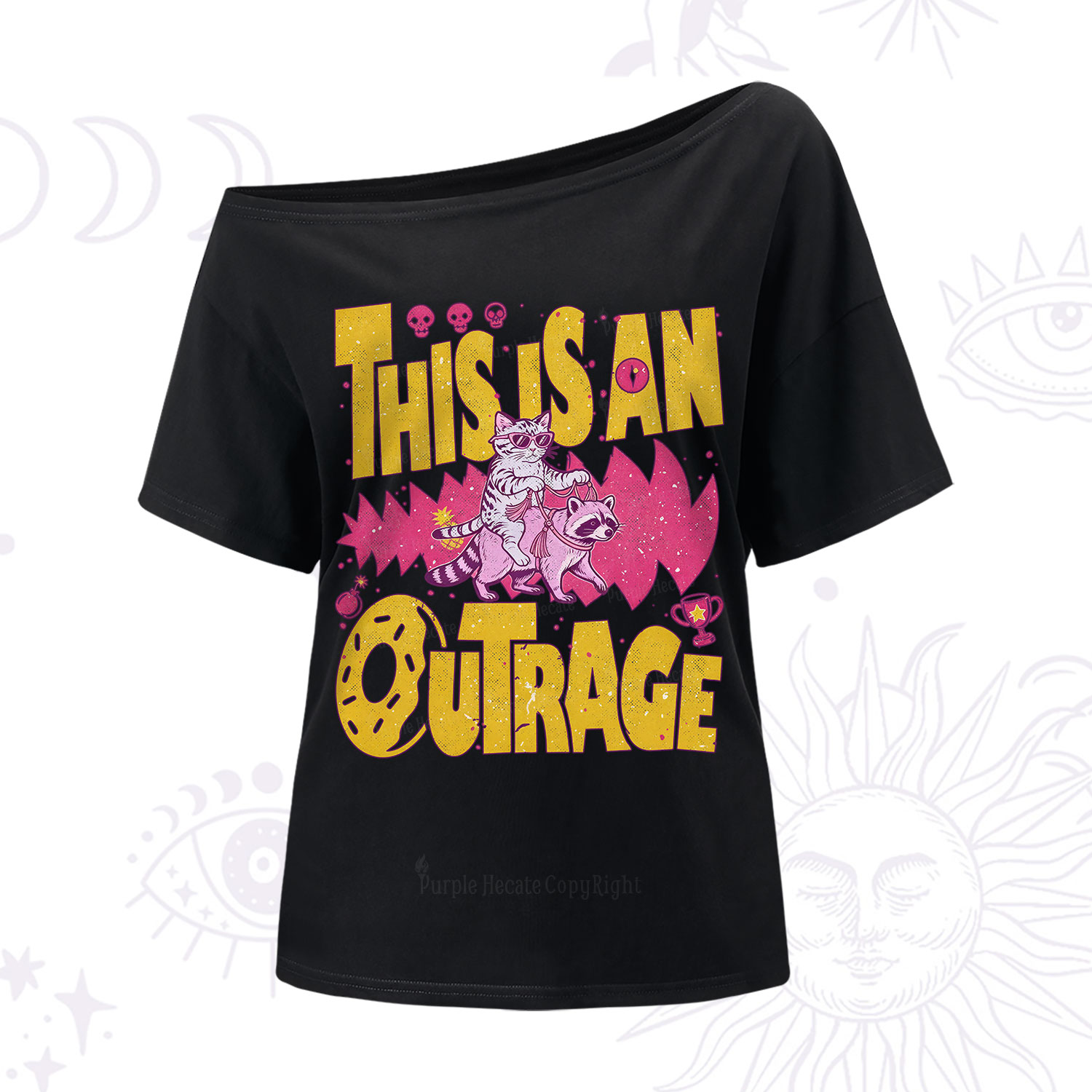 Purplehecate This Is An Outrage Angry Raccoons One Shoulder T-Shirt