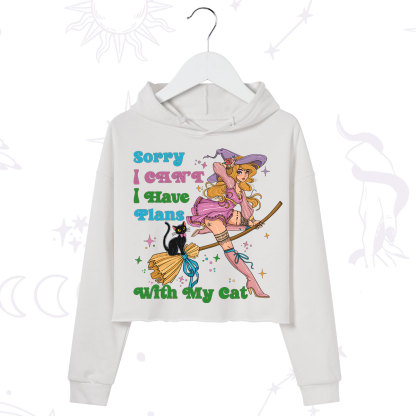 Purplehecate Sorry I Can’t I Have Plans With My Cat Crop Hoodie