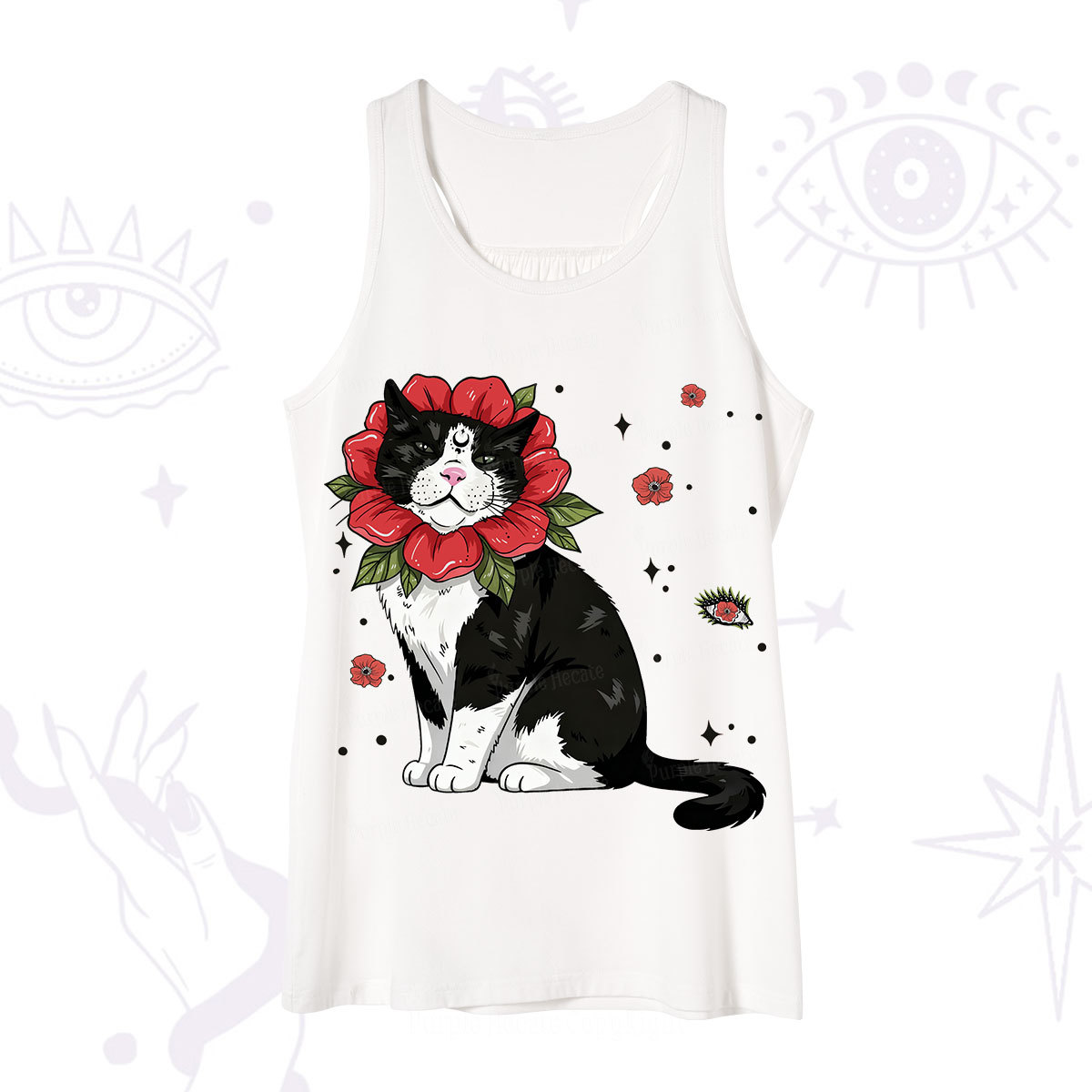 Purplehecate Cat in Flower Crown Tank