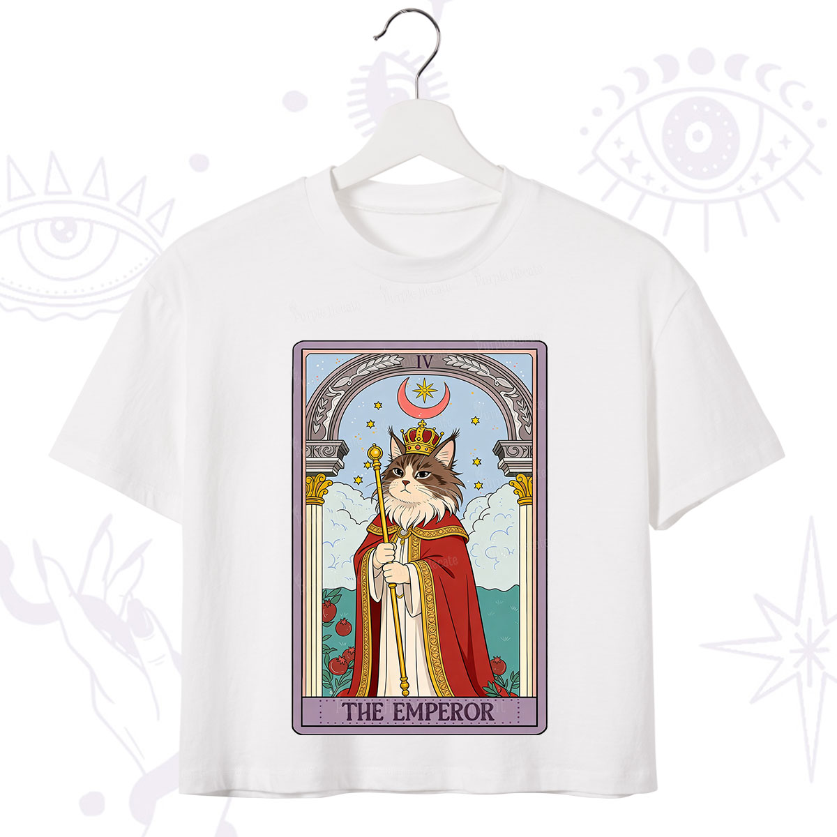 Purplehecate The Emperor Cat Tarot Crop T-Shirt