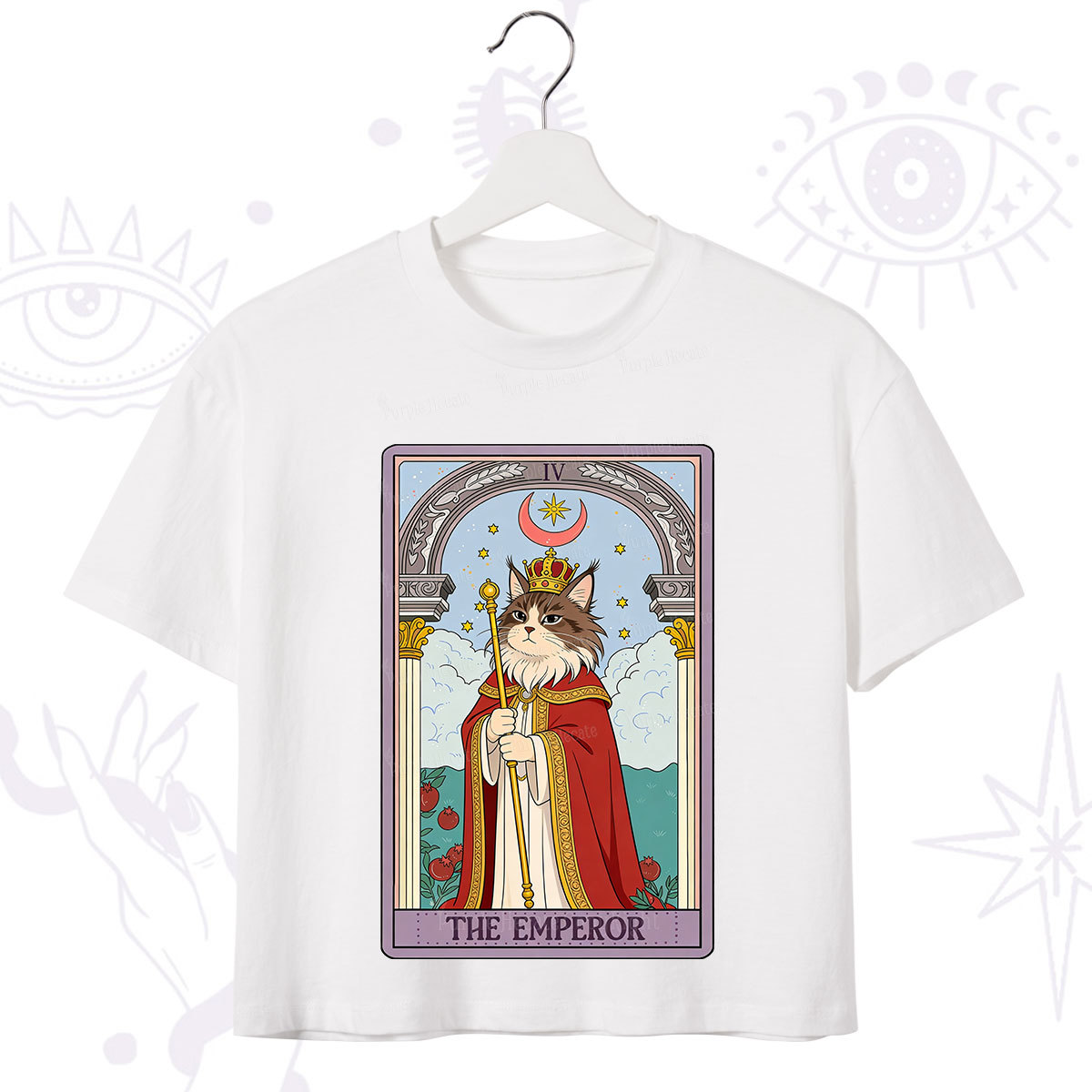 Purplehecate The Emperor Cat Tarot Crop T-Shirt