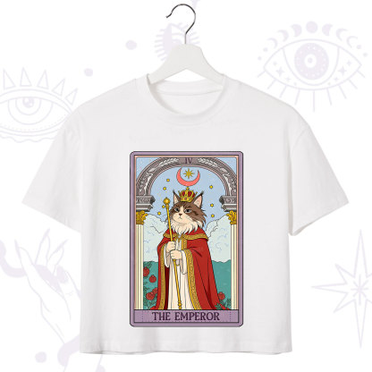 Purplehecate The Emperor Cat Tarot Crop T-Shirt