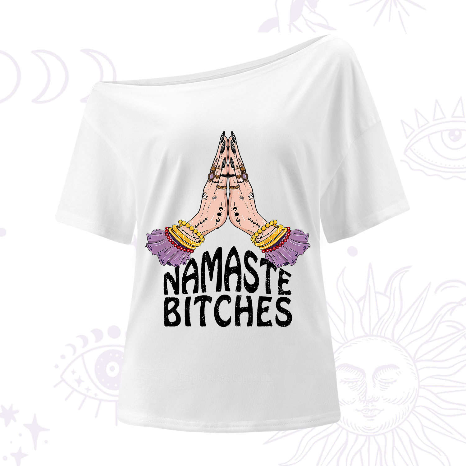 Purplehecate Namaste?Bitches One Shoulder T-Shirt