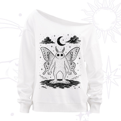 Purplehecate Celestial Cryptid Mothman Off The Shoulder Sweatshirt