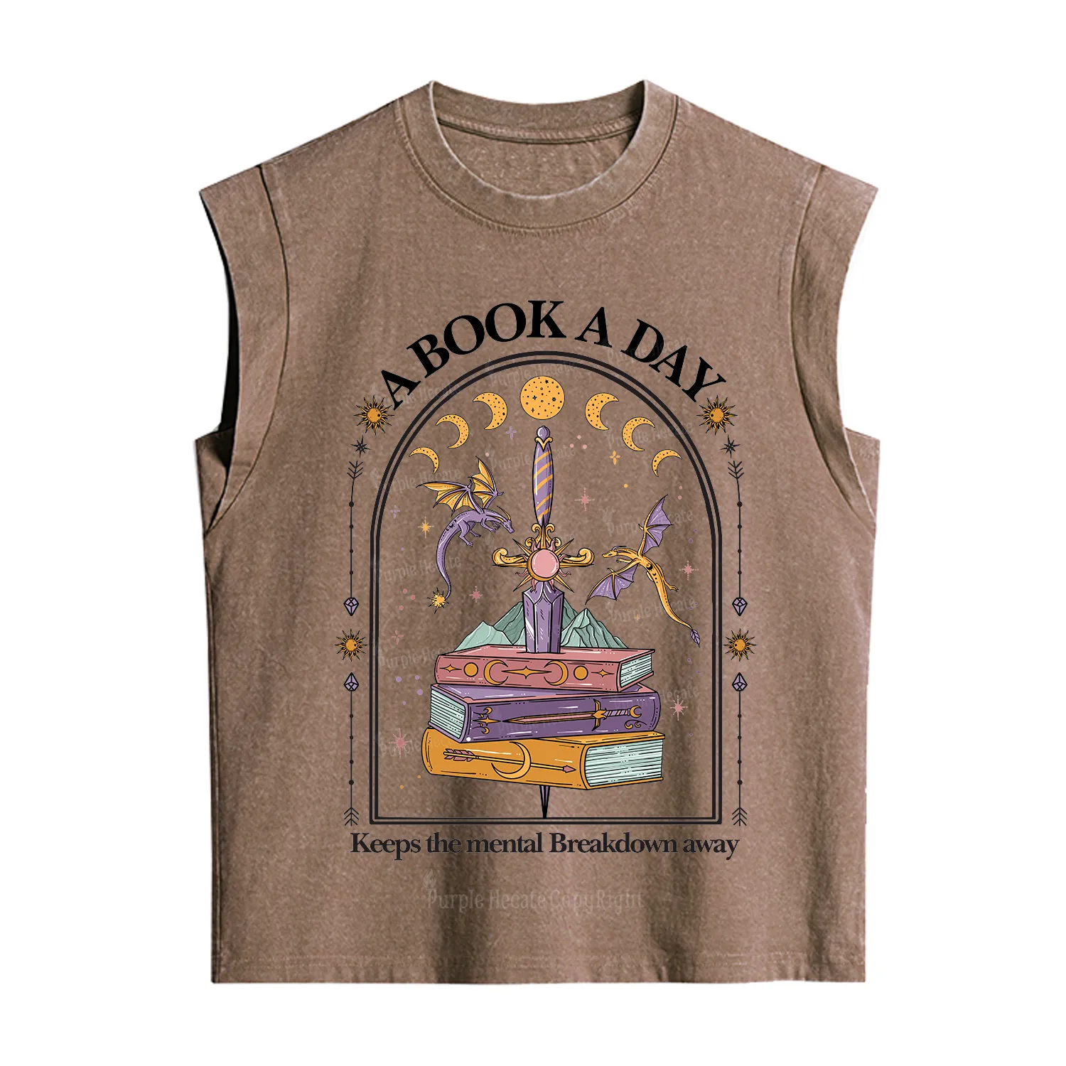 Purplehecate A Book A Day Keeps The Mental Breakdown Vintage Washed Tank