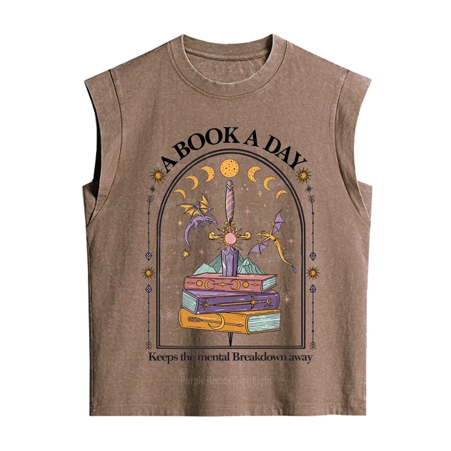 Purplehecate A Book A Day Keeps The Mental Breakdown Vintage Washed Tank