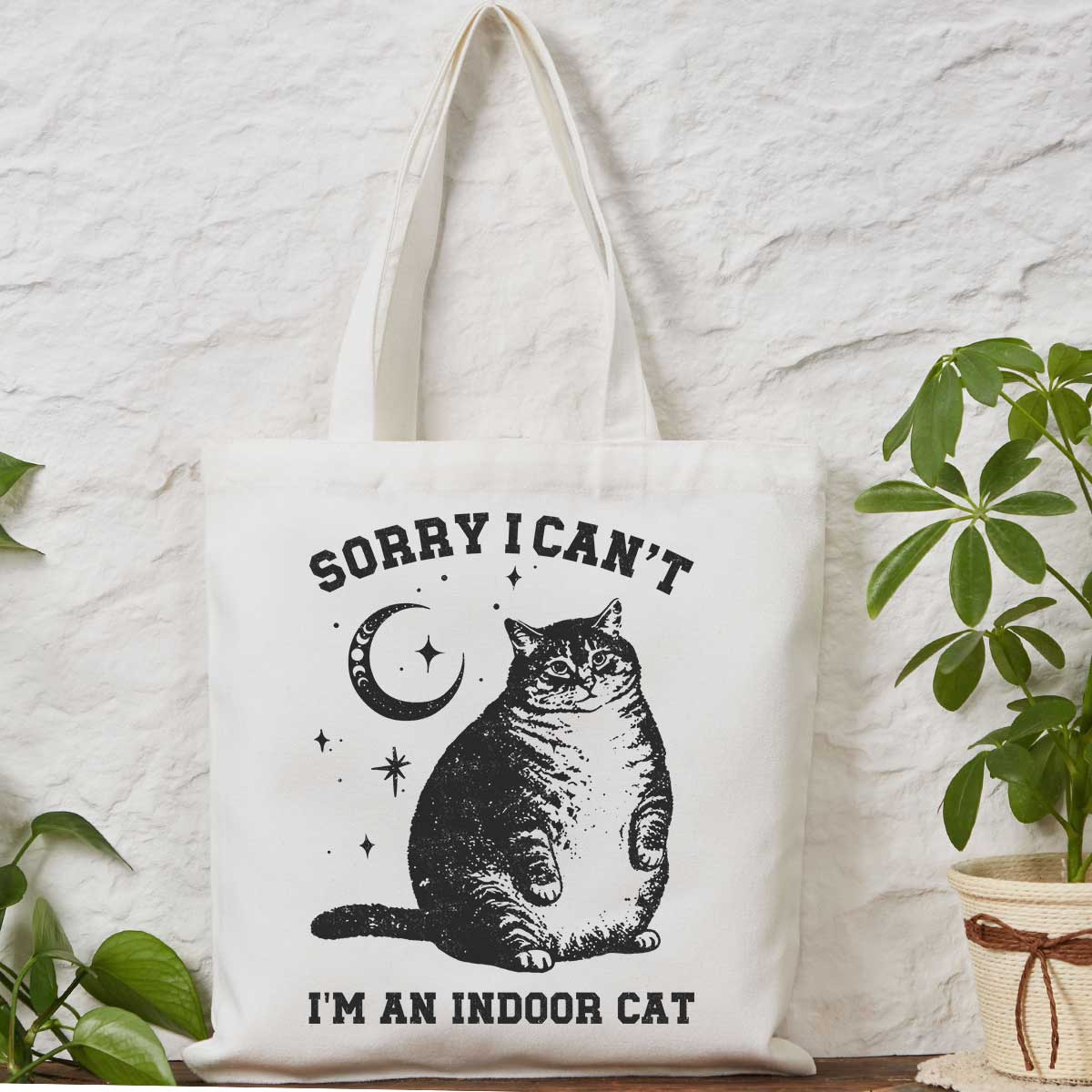 Purplehecate Sorry I Can't Go I'm an Indoor Cat Tote Bag