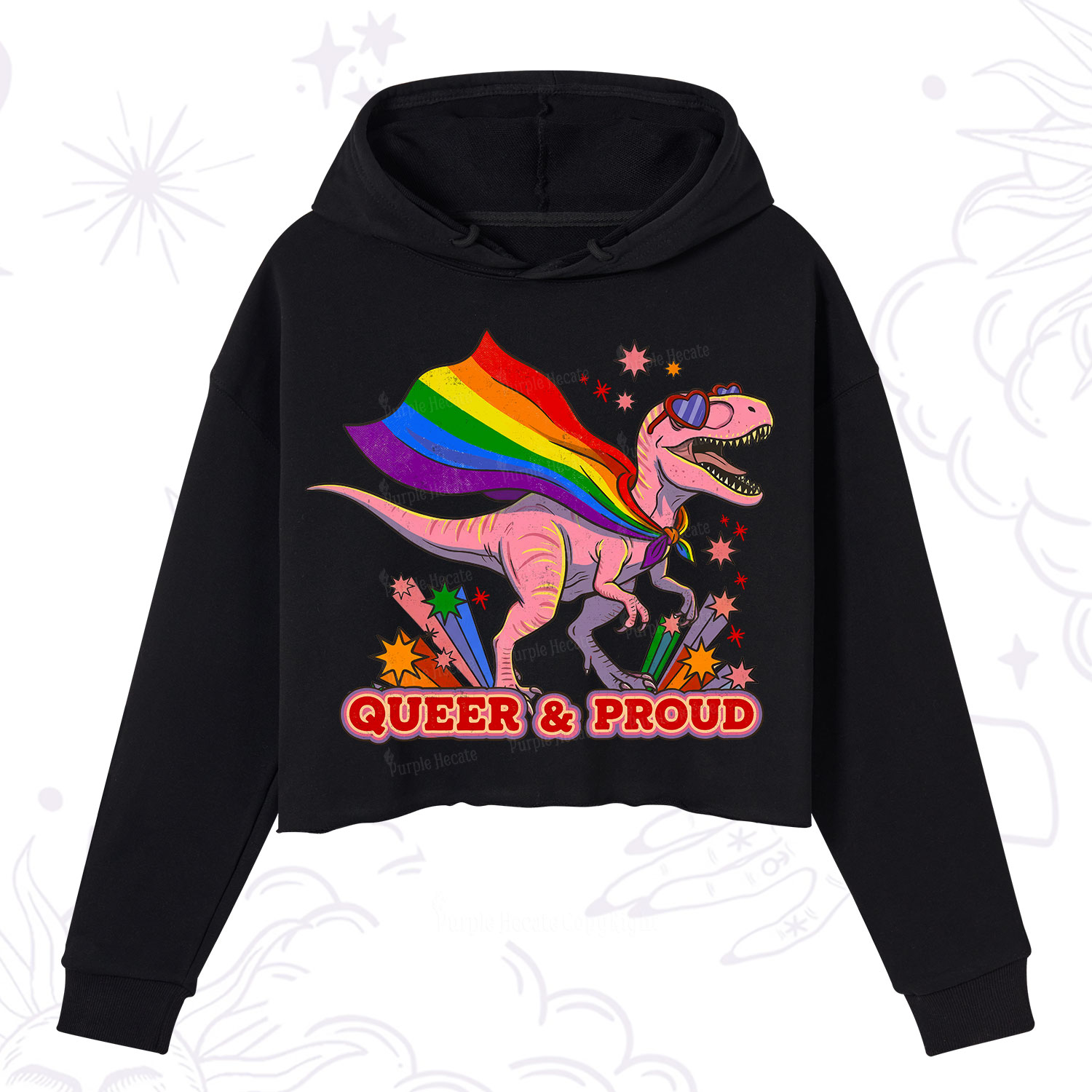 Purplehecate Queer and Proud Crop Hoodie