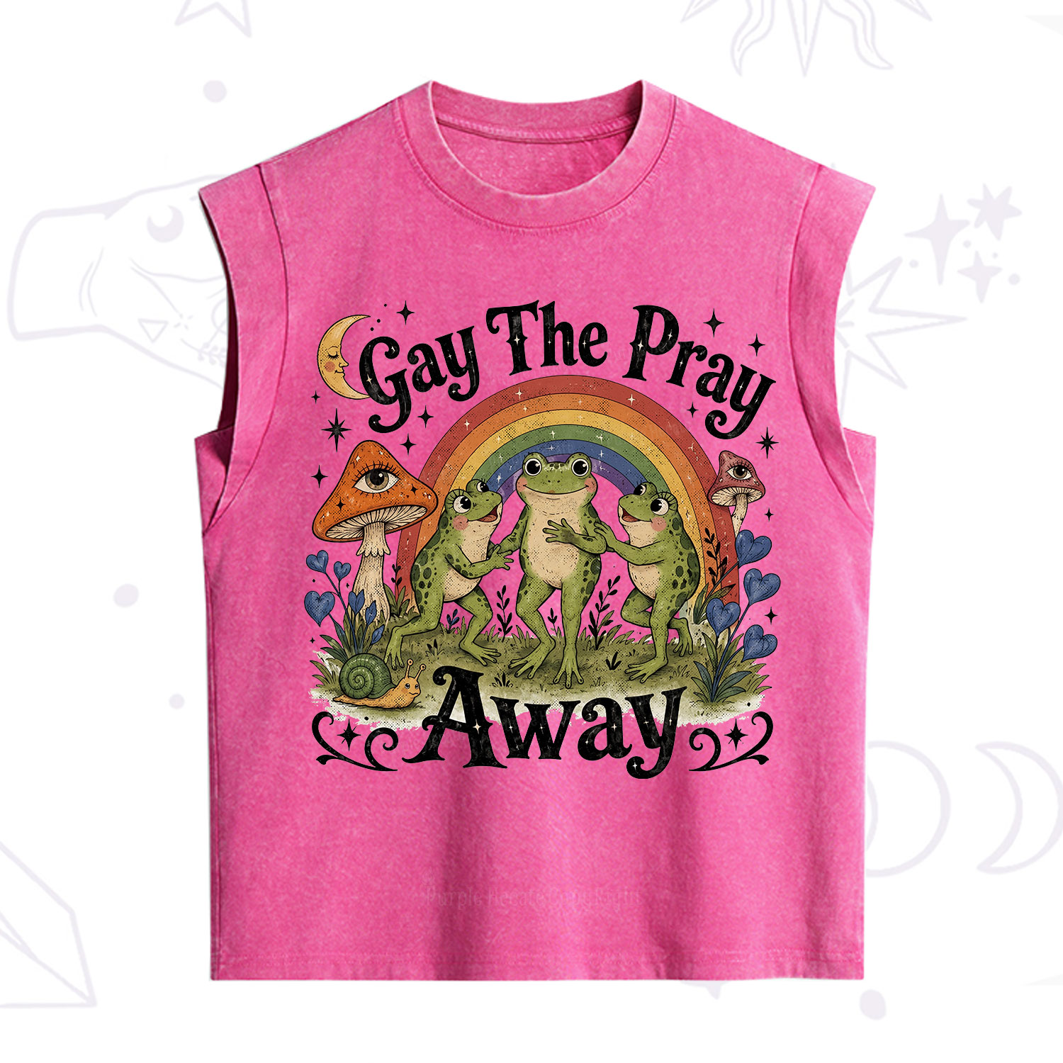 Purplehecate Gay The Pray Away Frog Pride Vintage Washed Tank