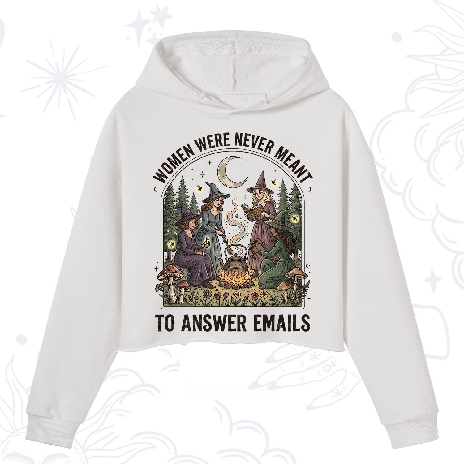 Purplehecate Women Were Never Meant to Answer Emails Witch Crop Hoodie
