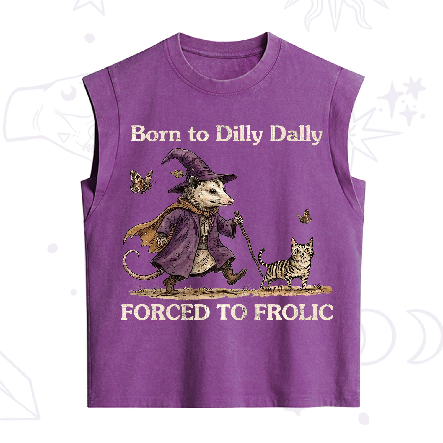 Purplehecate Born to Dilly Dally Forced to Frolic Opossum Vintage Washed Tank