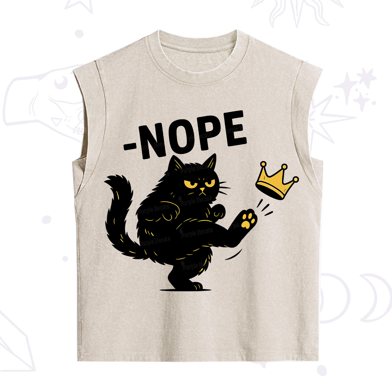 Purplehecate No Kings Black Cat Vintage Washed Tank