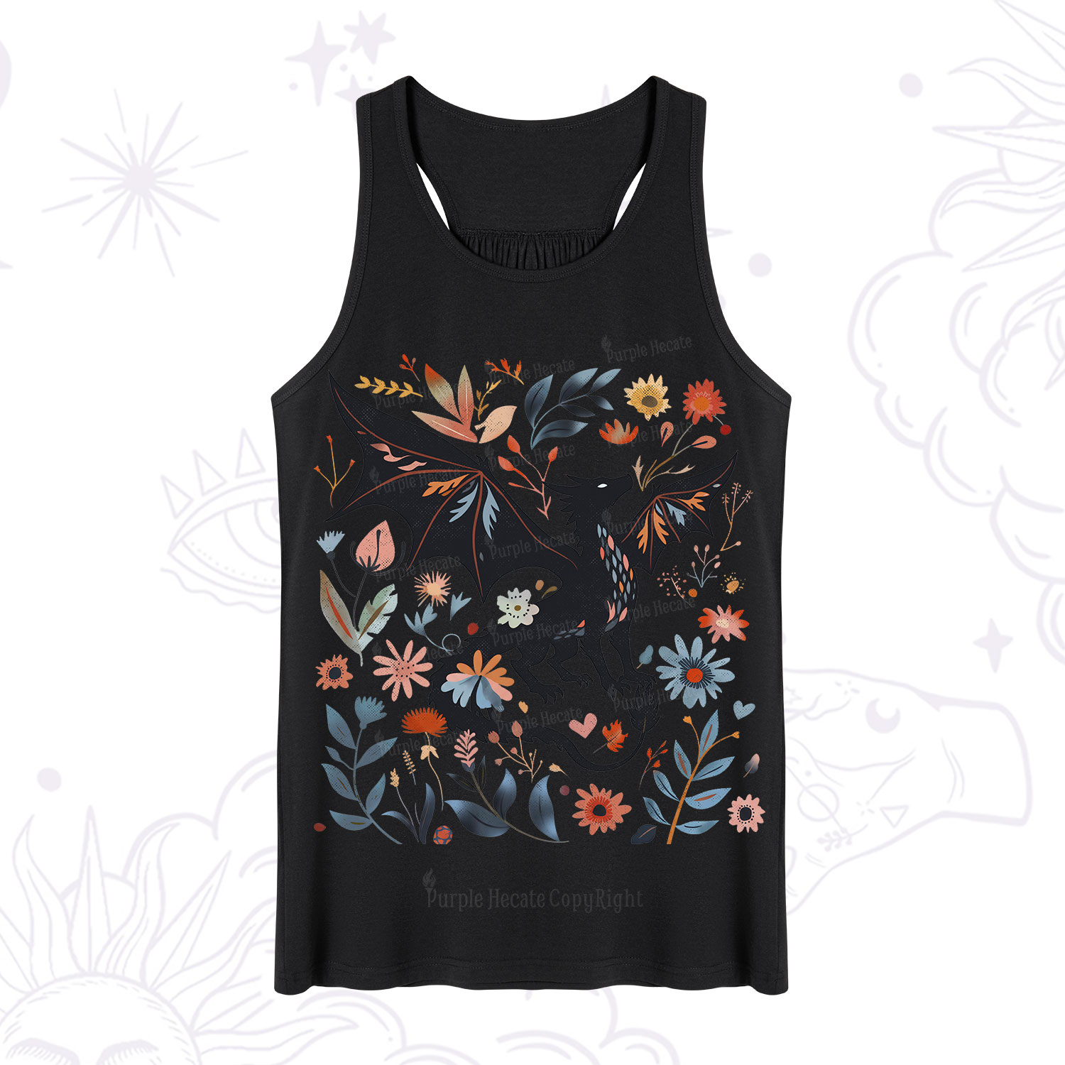 Purplehecate Vintage Fantasy Wyvern Bookish Tank