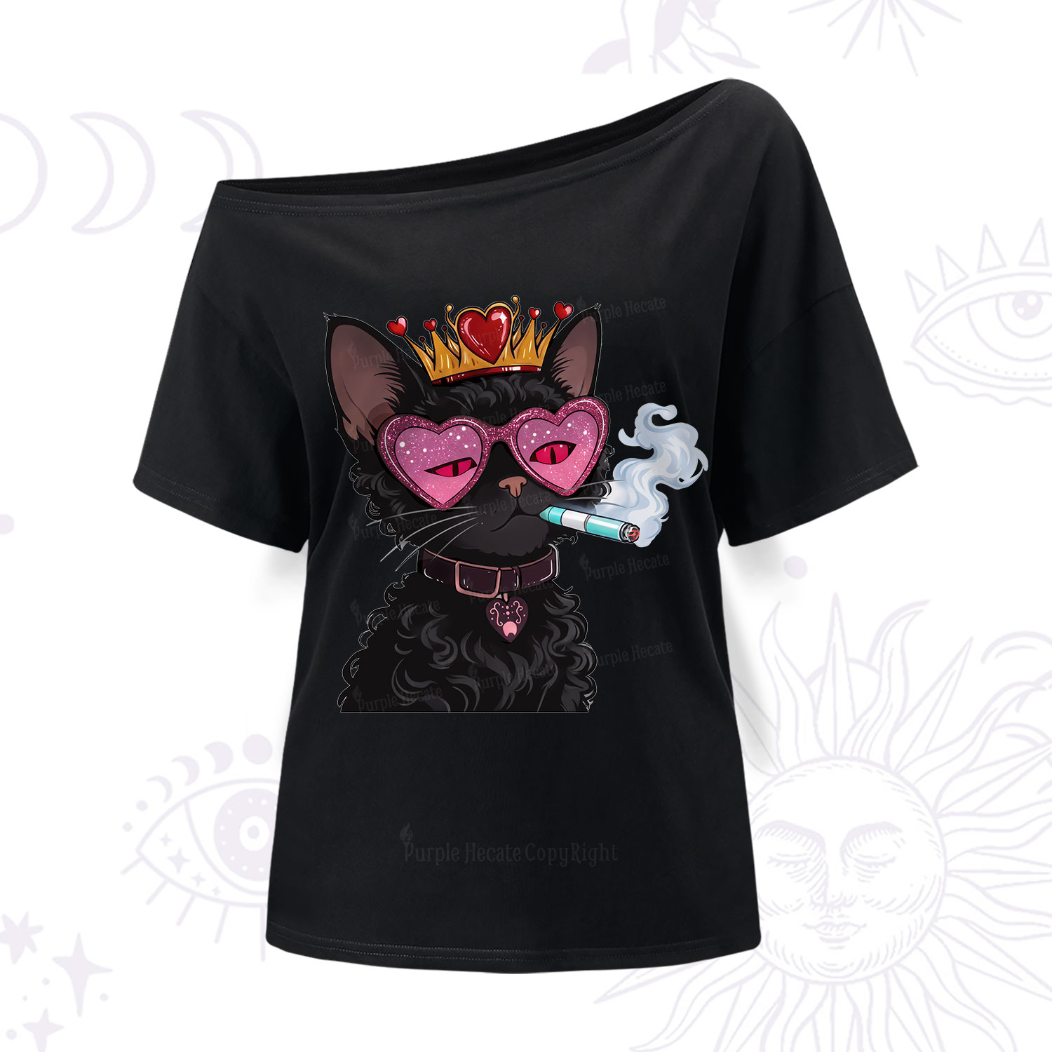 Purplehecate Join the Baddie Era Queen Cat One Shoulder T-Shirt