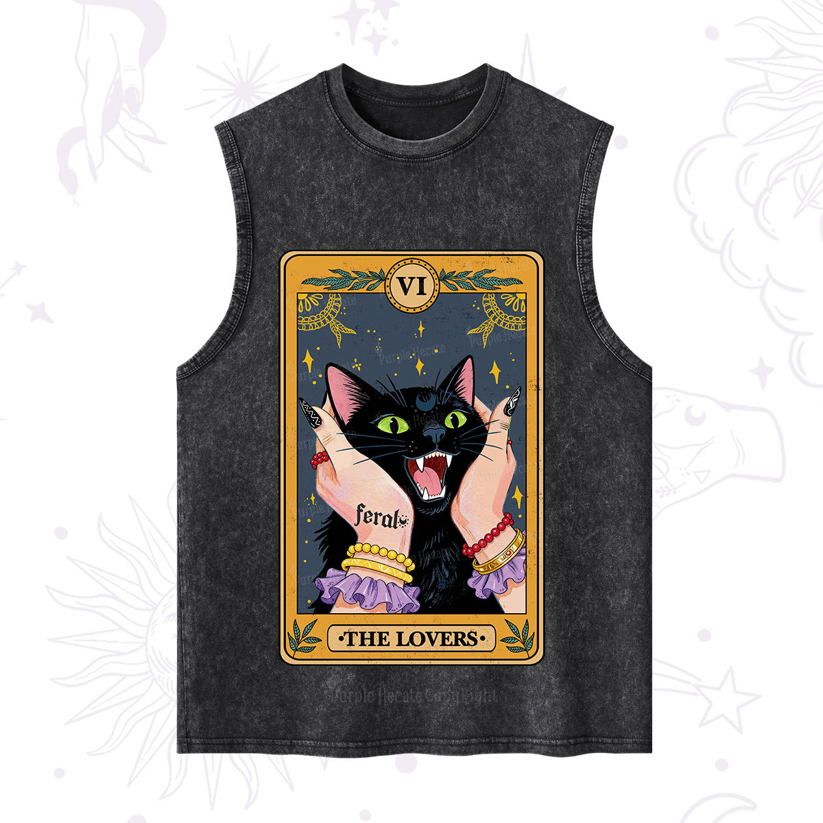 Purplehecate The Lovers Tarot Feral Cat Washed Tank
