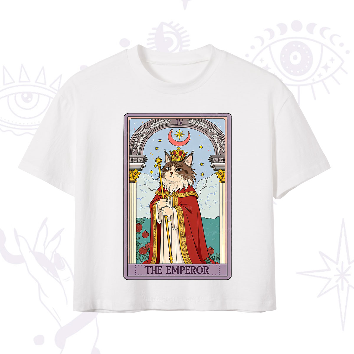 Purplehecate The Emperor Cat Tarot Crop T-Shirt