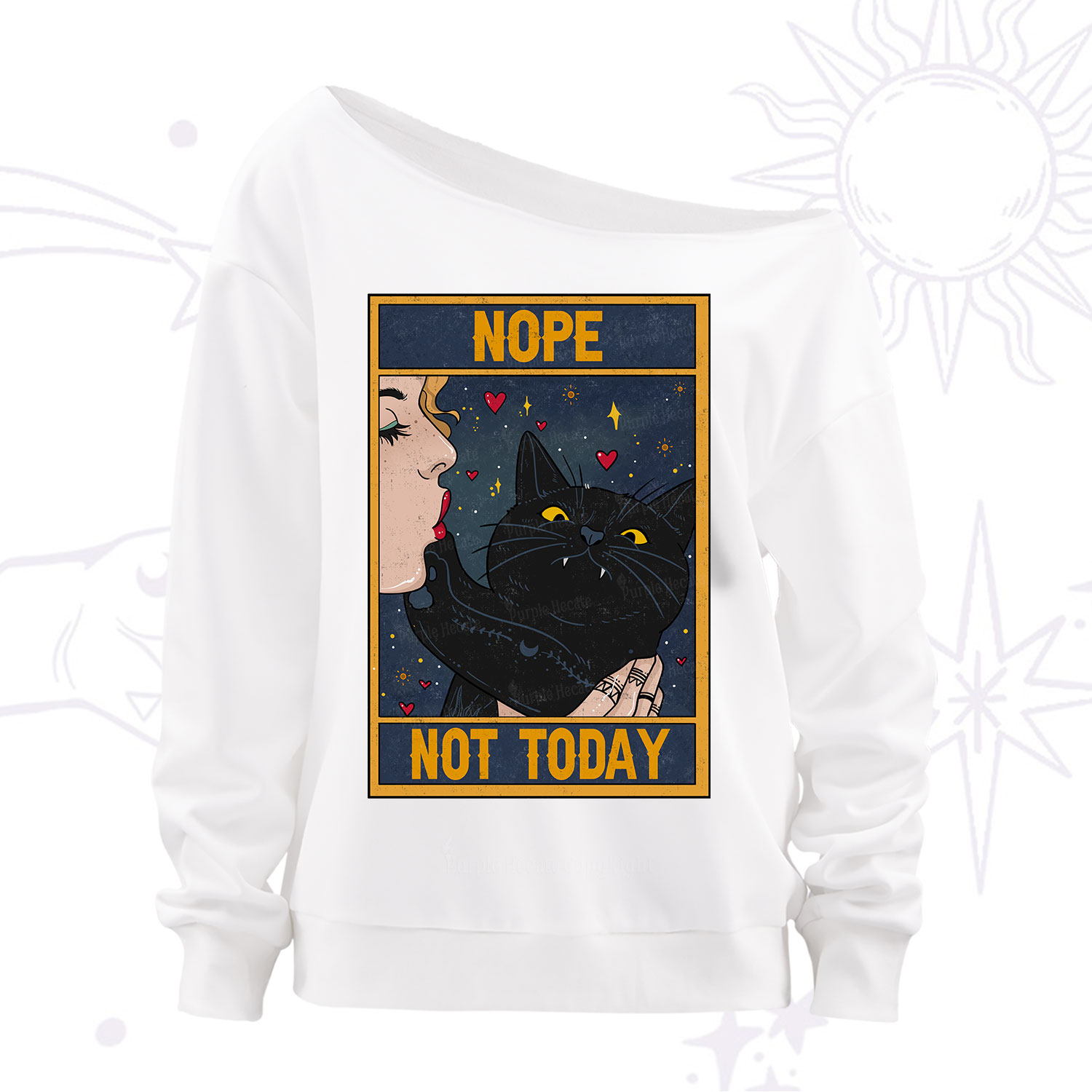 Purplehecate The Nope Not Today Tarot Off The Shoulder Sweatshirt