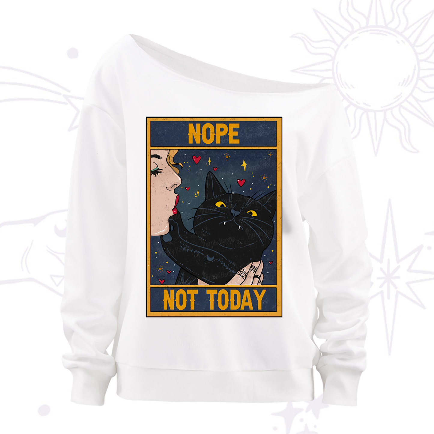 Purplehecate The Nope Not Today Tarot Off The Shoulder Sweatshirt