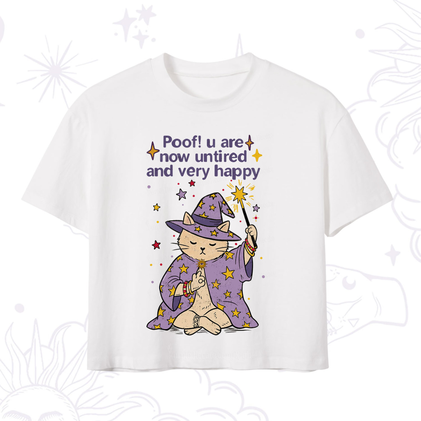 Purplehecate Poof! You Are Now Untired And Very Happy Crop T-Shirt
