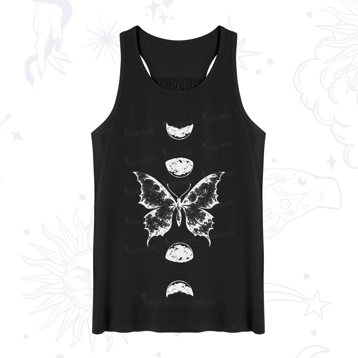 Purplehecate Lunar Butterfly Phases Tank
