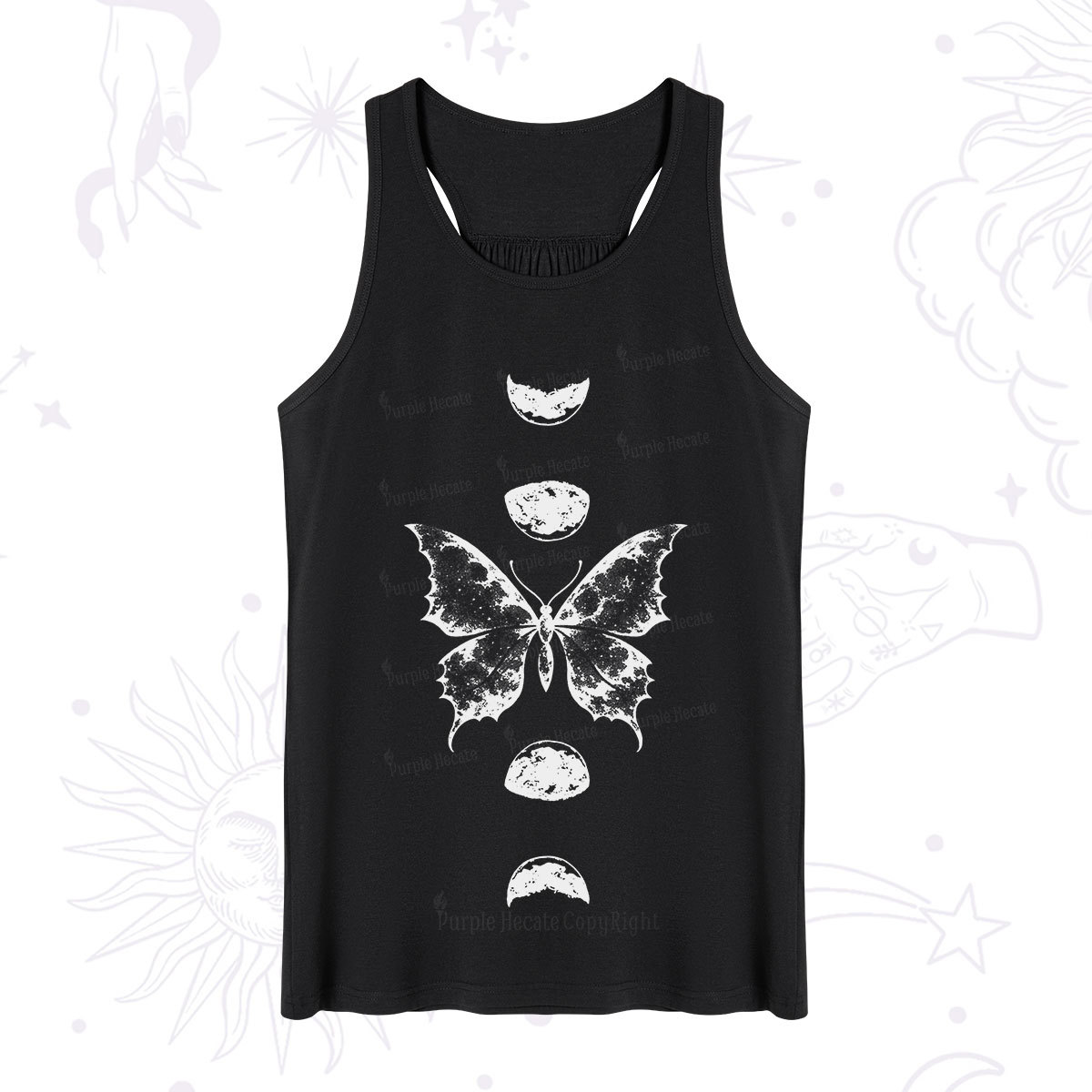 Purplehecate Lunar Butterfly Phases Tank