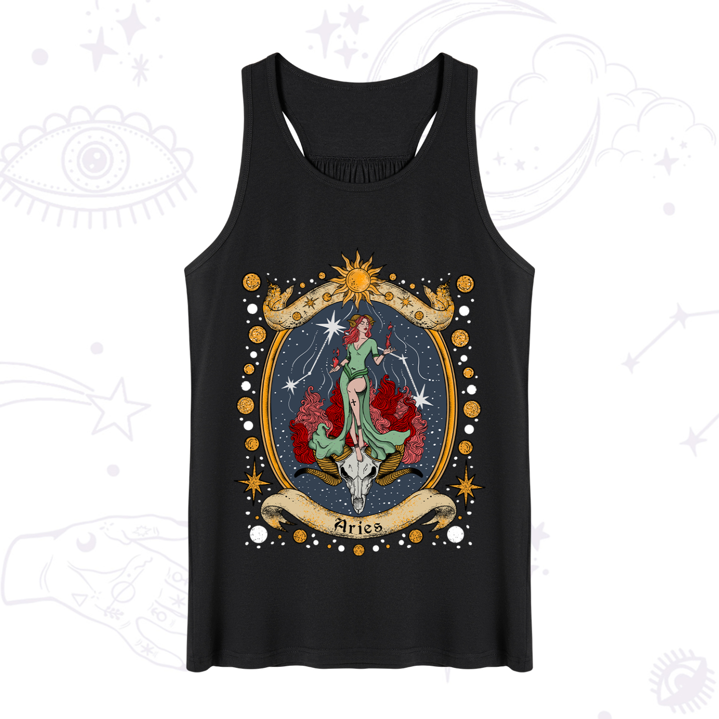 Magic Purplehecate Celestial Aries Zodiac Tank