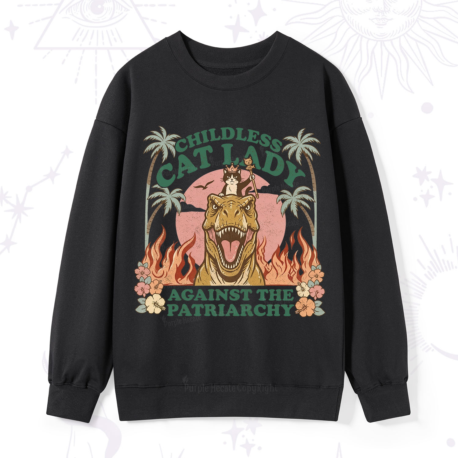 Purplehecate Childless Cat Lady Burn the Patriarchy Sweatshirt