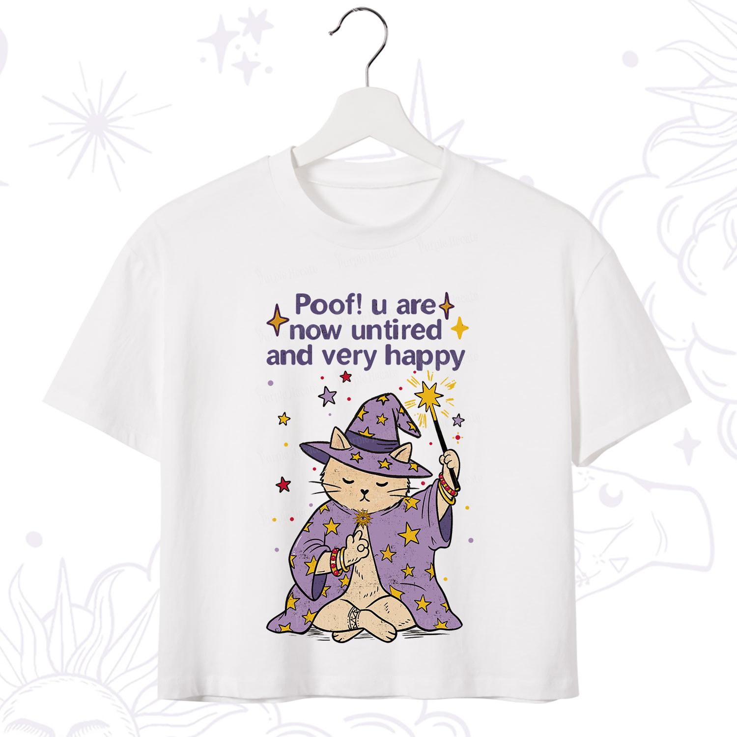 Purplehecate Poof! You Are Now Untired And Very Happy Crop T-Shirt