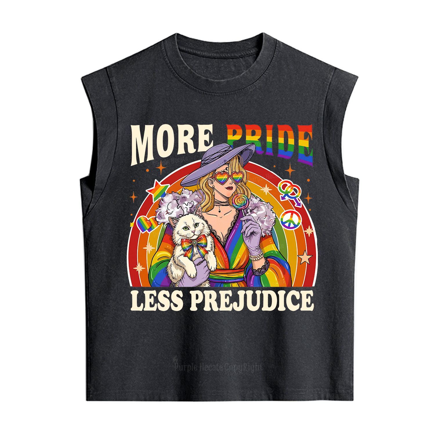 Purplehecate More Pride Less Prejudice Rainbow Vintage Washed Tank